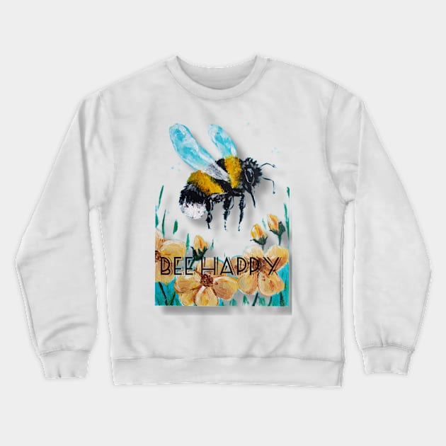 Bee Happy Crewneck Sweatshirt by Marjansart 